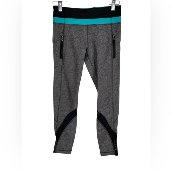 Lululemon Inspire Tight II (Mesh) Heathered Black / Black / Blue Tropics Size 6 - Picture 4 of 12